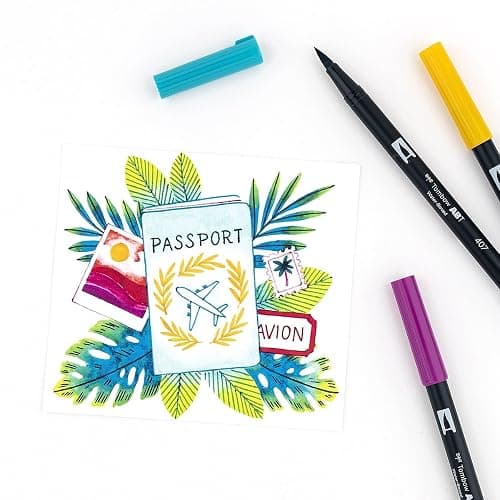 Tombow 56189 Dual Brush Pen Art Markers, Tropical, 10-Pack. Blendable, Brush and Fine Tip Markers thumbnail 6
