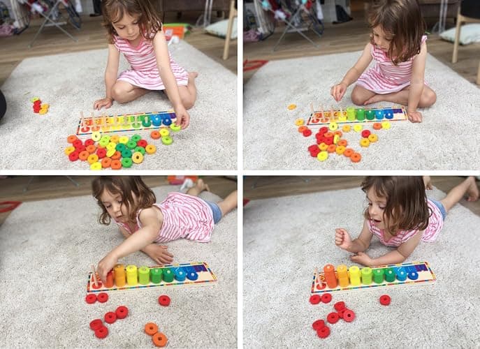 TOWO Wooden Stacking Rings and Counting Games with 45 Rings Number Blocks- Counting Ring Stacker-Wooden Sorting Counting Toy for 3 Years Old Kids Maths Learning Montessori Materials thumbnail 6