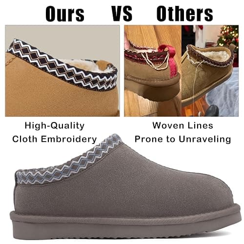 INMINPIN Women's Genuine Suede Slippers Fuzzy Warm House Mini Boots Slip On Memory Foam Fluffy Winter Shoes for Indoor and Outdoor thumbnail 3