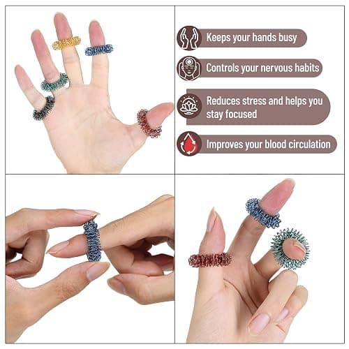 Mr. Pen- Spiky Sensory Rings, 10 Pack, Stress Relief Fidget Sensory Toys, Fidget Rings, Fidget Ring for Anxiety, Stress Relief Rings, Massager for Fidget ADHD Autism thumbnail 4