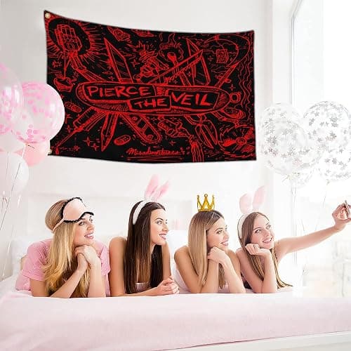 IOKEN Pierces the Veil Flag Tapestry Poster Banner 3x5 Ft Funny Flags for Teen Girls Room Bedroom College Dorm Meme Flags Man Cave Wall Art Decor Gifts thumbnail 4