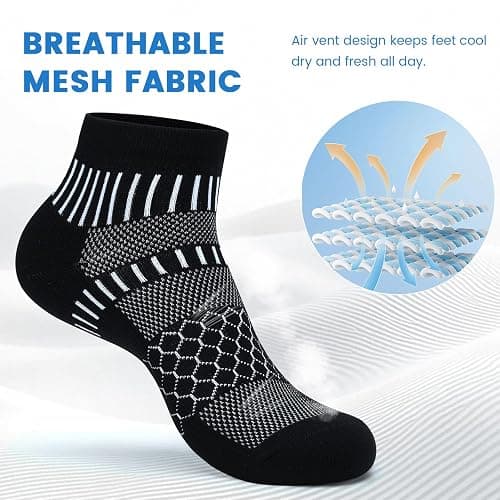 IRAMY Ankle Compression Socks for Men Women Cushioned Running Athletic Socks Plantar Fasciitis Relief 2/4/6 Pairs thumbnail 4
