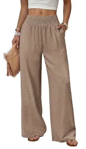Sampeel Wide Leg Pants Woman High Waist Trousers with Pockets Casual Lounge - Image 1