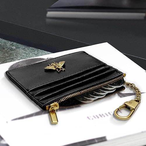 SEAVILIA Card Holder Keychain Wallet for Women with ID Window RFID Coin Purse Bee Gifts Slim Minimalist Small Wallet thumbnail 5