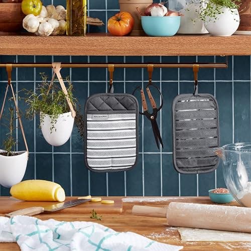 KitchenAid Albany Pot Holder 2-Pack Set, Charcoal Grey, 7"x10" thumbnail 2