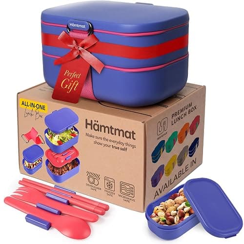 Insulated Stackable Bento Box for Adults with Reusable Chopsticks Japanese Lunch Box Microwavable & Leak Proof Lunch Containers for Men & Women Modern Cute Food Container with Compartments (Lavender) - Image 1