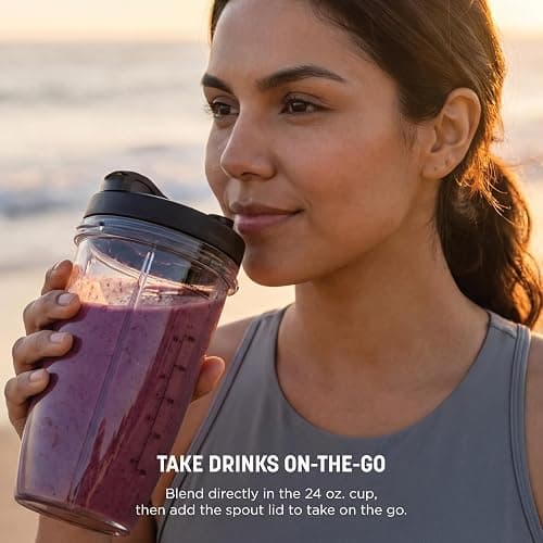 Ninja Nutri-Blender Pro with Auto-iQ | For Smoothies, Shakes, Frozen Drinks, Salsa, Dips | (2) 24-oz. To-Go Cups & Spout Lids | 1100-Peak-Watt | Silver | BN401 thumbnail 7