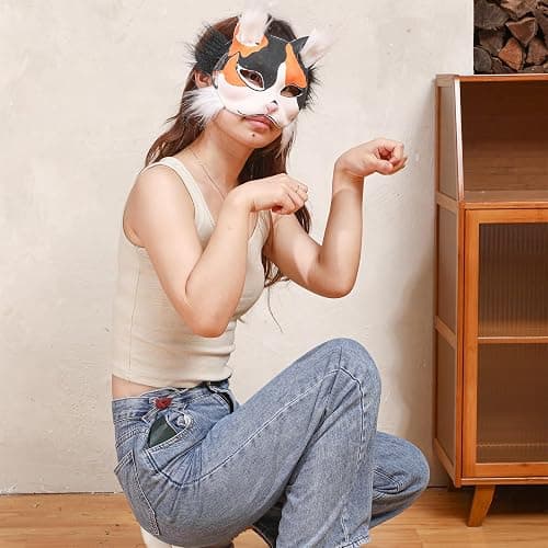 JellyArch 36 Pcs DIY Therian Mask Kit Bulk 30 Blank Animal Mask with Faux Fur Eye Mesh for Christmas Gear Therian thumbnail 6