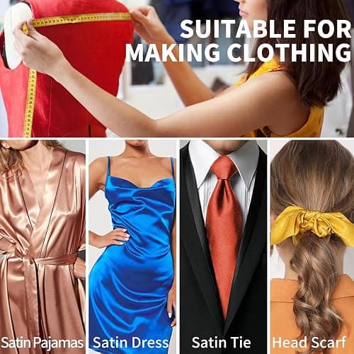 Homiest White Satin Fabric by The Yard, 1 Yard x 58 Inch | Silky Smooth Finish, Not Fade Not Shrink, Ideal for Wedding Dress Bridal Clothing DIY, Silky & Shiny Cloth, Machine Washable thumbnail 5