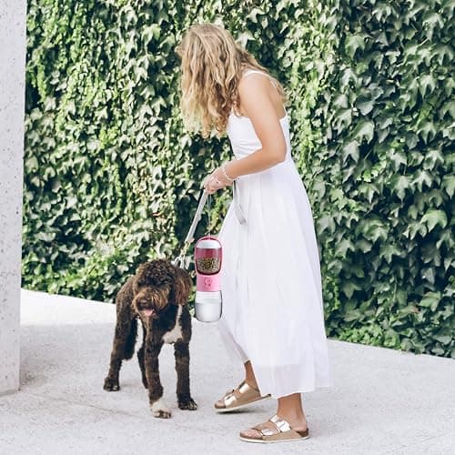 Cibaabo Dog Water Bottle with Food Container, Travel Puppy Water Bowl, Portable Pet Dispenser, Girl Dog Mom Gifts Accessories Stuff Essentials Necessities for Yorkie Chihuahua Cat Walking and Hiking thumbnail 6