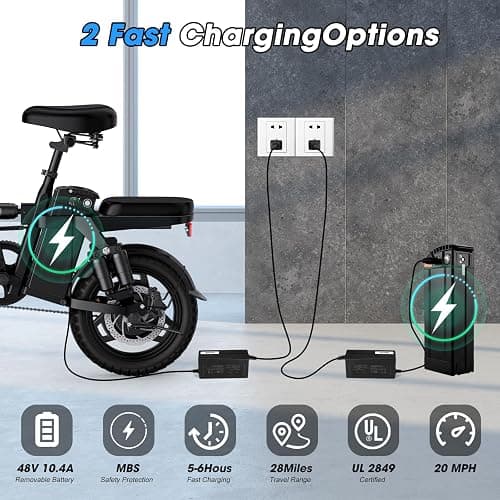 INSDRGN Electric Bike for Adults and Teens,14" Folding Adult E Bike with 650W Peak Motor,20MPH,28Miles Range,Advanced 9-Point Suspension & Dual Disc Brake,Removable Battery,UL 2849 Certified thumbnail 4