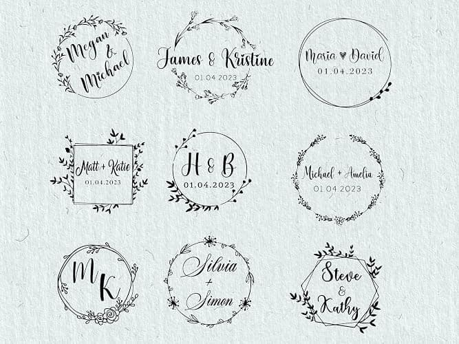 Custom Personalized Wedding Embosser - 9 Designs to Choose from! Monogram Name Floral Wedding Script Labels Mail Black thumbnail 5