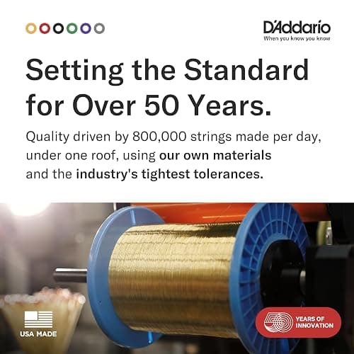 D'Addario Acoustic Guitar Strings, Phosphor Bronze, EJ38, Light Gauge 10-47, 12-String Set, Pack of 1 thumbnail 5