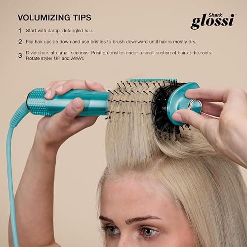 Shark Glossi 2-in-1 Hot Tool and Air Glosser, Ultra-Fast, Ultra-Glossy Blowouts at-Home, Heat-Controlled Ceramic, Curly, Coily, and Color Friendly, Jewel Teal, HT302TL thumbnail 12