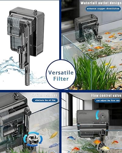 iPriro Fish Tank, 3 Gallon Ultra-Clear Glass Fish Aquarium, with Separator Plate for Betta, Fish Tank Starter kit with Filter and Adjustable Led Light, White thumbnail 7