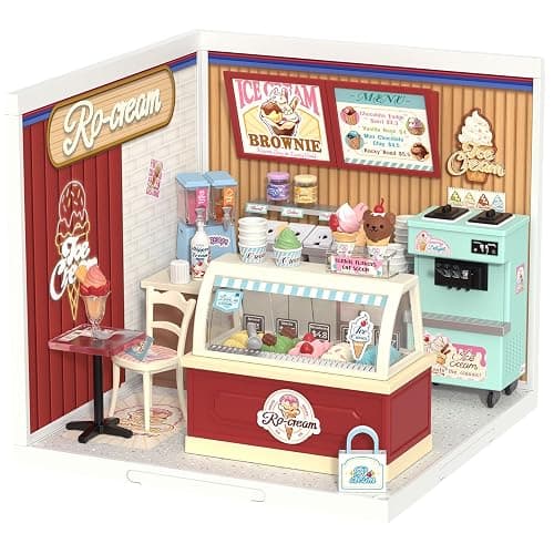 Rolife Super Creator DIY Miniature Plastic House Building Set Playset with LED, Suitable for Mini Figures Construction Toys Diorama Kit Gifts for Adults (Flavorful Ice Cream) - Image 1