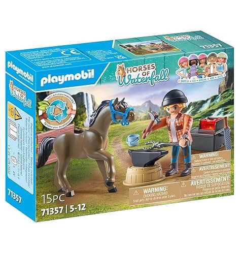 PLAYMOBIL Horses of Waterfall 71357 Hufschmied Ben & Achilles, interaktive Pferdepflege auf der Waterfall Ranch, nachhaltiges Spielzeug für Kinder ab 5 Jahren thumbnail 3