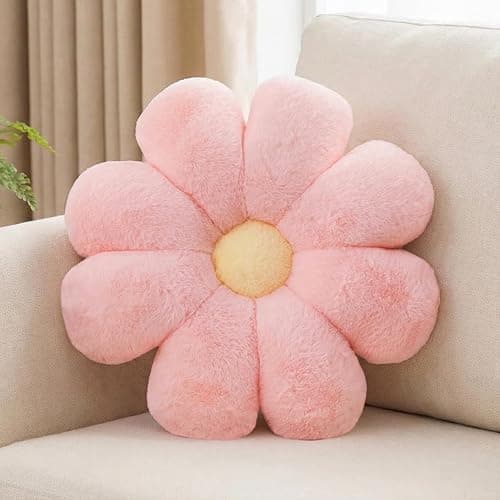 Aryan Coussin Fleur, Coussins Décoratifs Blancs, Coussin de Sol Mignon, Coussins Décoratifs Preppy pour la Chambre, Canapé ou Sofa 38 cm - Image 1