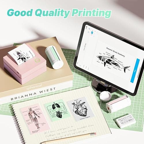 TYPONOS Sticker Printer, PM290 Mini Printer, Bluetooth Sticker Maker Machine with 3 Rolls Paper, Portable Print Pod for Study Notes, Journal, Lists, Pictures, DIY Gifts for School Office Home, Pink thumbnail 5