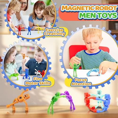 CHESLICR 10PC Magnetic Robot Men Travel Toys for Kids Toddlers Boys Fidget Toys Airplane Road Trip Car Travel Activities Essential Magnet Fidgets for Classroom Gifts Toy for Boy 3 4 5 6 Year Old thumbnail 4
