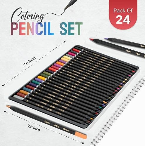 Black Widow Coloring Pencils for Adults – 24 Wax Soft Core Colored Pencils for Adult Coloring Books – Vibrant Color Pencil Set (Cobra Set) thumbnail 2