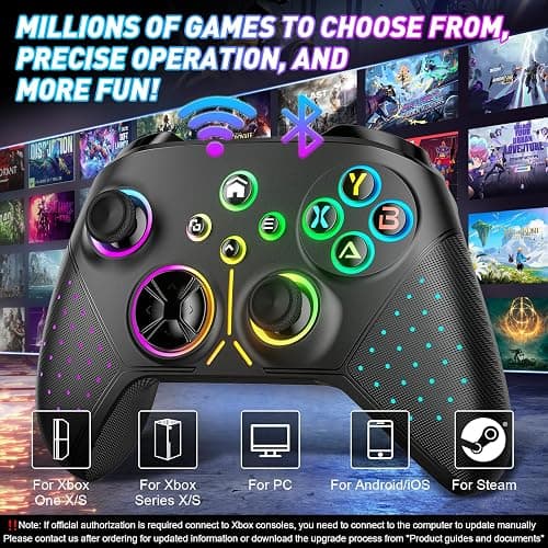 Gamrombo 【Upgraded Wireless Controller Replacement for Controller with 8 Colors RGB Lighting for One, Series X|S, One S|X Gampad with RGB Light/Marco/Audio Jack - Need to Upgrade thumbnail 3