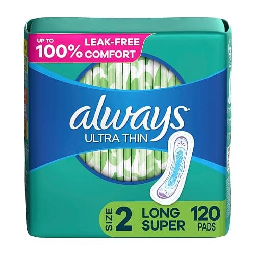 Always Ultra Thin Feminine Pads without Wings for Women, Size 2, Long Super Absorbency, Unscented, 40 Count x 3 Pack (120 Count total) (Packaging May Vary) - Image 1