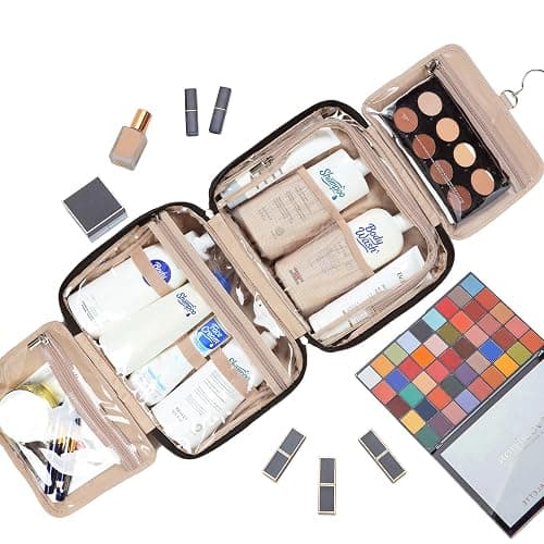 NISHEL Travel Toiletry Bag for Women, Makeup Essentials Organizer, Hanging Case for Accessories, Cosmetics, Large Size, Black thumbnail 6