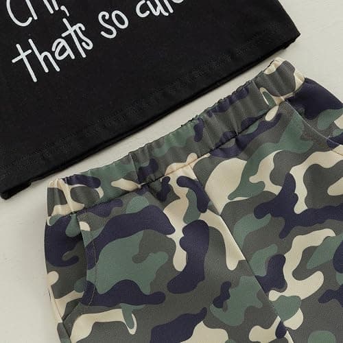 wdehow Toddler Kids Baby Boy Summer Clothes Sets 1T 2T 3T 4T 5T Letter Print Short Sleeve Tops Camouflage Shorts Outfits thumbnail 5