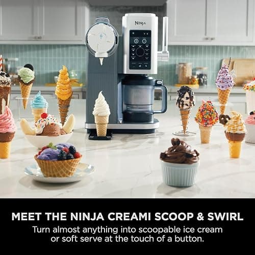 Ninja CREAMi Scoop and Swirl Soft Serve and Ice Cream Maker with 2x Tubs, 13 Functions, Makes Ice Cream, Soft Serve, Gelato, Sorbet, Milkshakes and More, Mix-In Option, Platinum Silver, NC701UK thumbnail 3