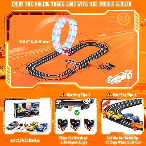 9.86ft 2-in-1 Slot Car Track Sets Toy - with 4 Cars,Battery or Electric Car Track Set with Dual Racing Game, Flash Circular Track, Lap Counter,Birthday Xmas Gifts Toys for Boys(S2) thumbnail 5
