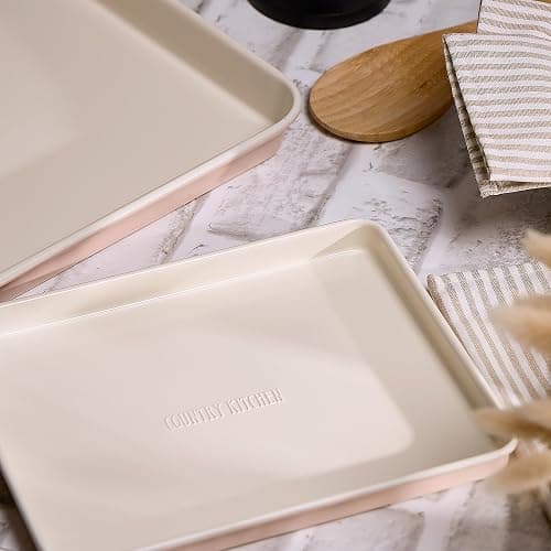 Country Kitchen Nonstick Stackable Bakeware Set - Deluxe Heavy Duty, Durable, Easy Release Baking Set, Pink, 13 Pcs with Handles thumbnail 6