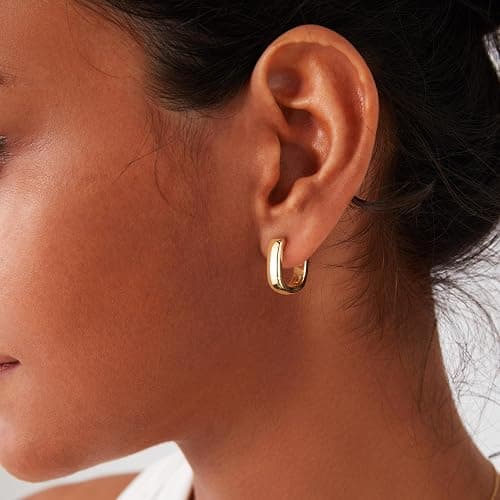 925 Sterling Silver Earrings Small Chunky Silver Earrings for Women Trendy Small Hoop Earrings Silver Hypoallergenic Earrings Small Thick Huggie Hoops Earrings for Jewelry Gifts thumbnail 5