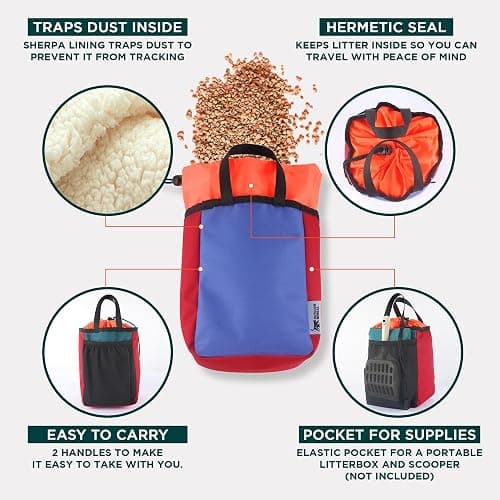 OutdoorBengal Portable Travel Litter Bag, No Mess, Small & Collapsible Bag to Carry Litter, Leak Proof Kit for Cat Litter, Essentials for Traveling with Cats, Travel Litter Box for Car, Plane with Cat thumbnail 3