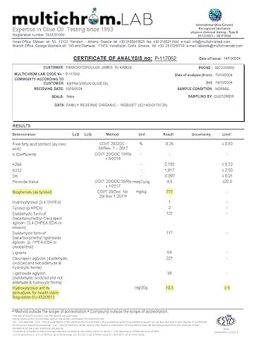 P.J. KABOS 2025 Gold Award Winner, Very High Phenolic (750+ mg/kg), USDA Organic Greek Extra Virgin Olive Oil, Kosher, Greece, Cold Extracted, 16.9oz, “Family Reserve Organic - Robust” - 16.9 Fl Oz (Pack of 1) thumbnail 2