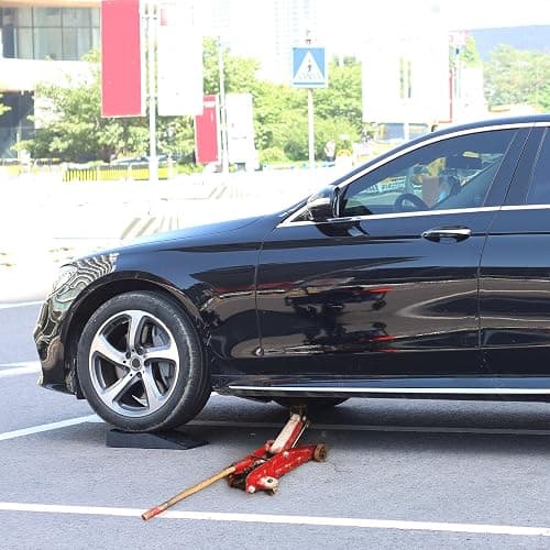 OULEME Low Profile Car Service Ramp with Anti-Slip Pads, 2 Pack for Oil Changes and Lift Vehicle Maintenance, Low Car Tire Ramps for Jack Support thumbnail 2
