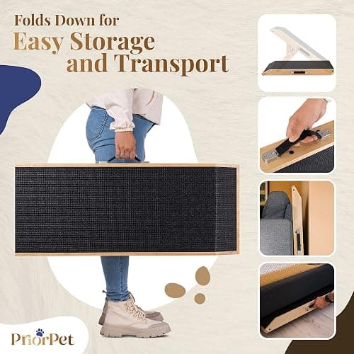 Dog ramp for Couch – Non-Slip, Sturdy Build Foldable Dog ramp – Supports up to 200lbs – Adjustable 7'' to 20'' – Landing Platform Seamlessly Connects – Birchwood Pet Ramp for Small Dogs – Natural thumbnail 5