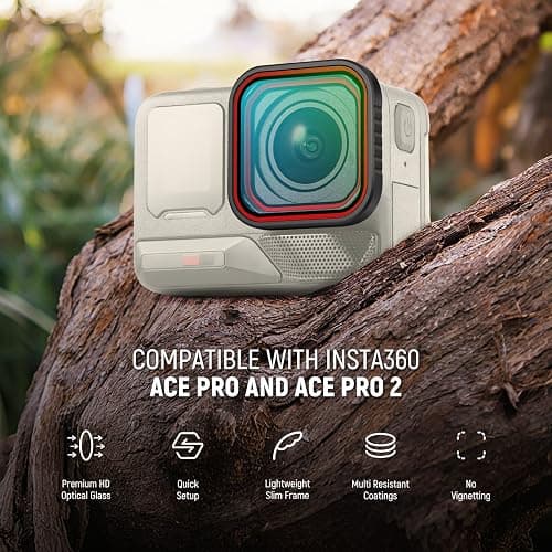NEEWER 4 Pack ND Filter Set Compatible with Insta360 Ace Pro & Ace Pro 2, ND16/Adjustable CPL/UV/Black Diffusion 1/4, NOT Compatible with Updated Version Redesigned Round Octagonal Lens Guard, FL-C29 thumbnail 2