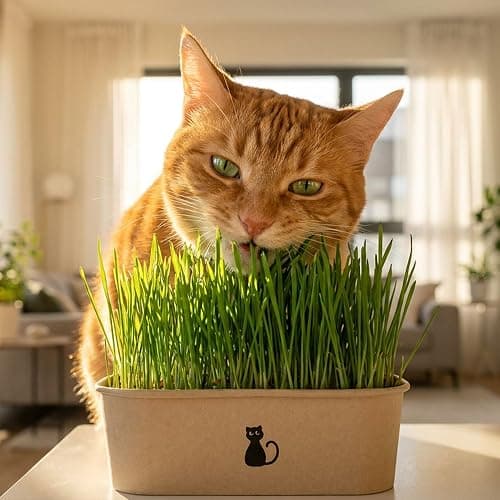 Cat Grass Grow Kit — 4-Batch Indoor Growing Set with Containers, Soil Disks & Seeds | Supports Digestion & Hairball Control | Ready to Grow, No Mess thumbnail 5