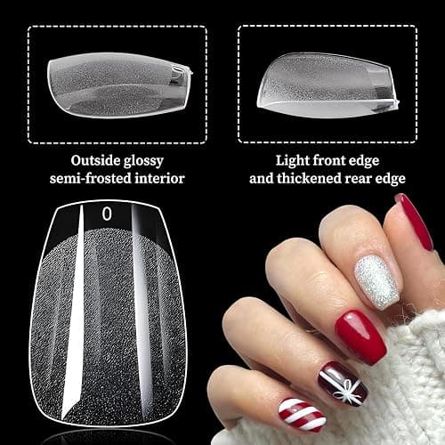 LoveOurHome 600pc Extra Short Coffin Fake Nail Soft Gel Nail Tips Clear Press on Nails Short Full Cover Clear False Nails XS Artificial Fingernails for Women Girls Kids Acrylic Nail Extension thumbnail 3