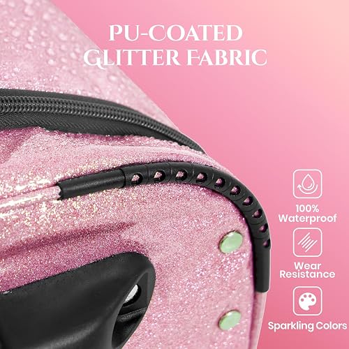 Fanwoli 23" Dance Bag with Rack, Dressing Room, Rolling Competition Duffel | Shine-Bright Collection, 360 Privacy Curtain, TPU-Coated Glitter Fabric, Dual Support System, 10-Costume Capacity thumbnail 3