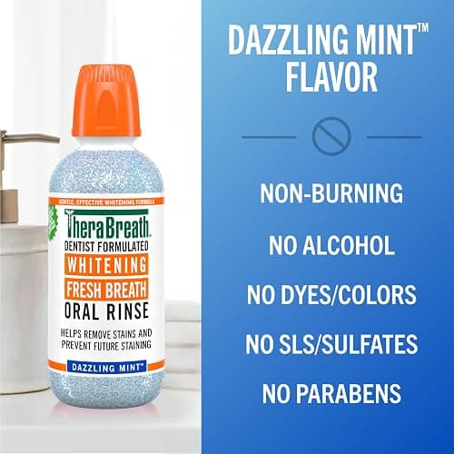 TheraBreath Whitening Mouthwash, Dazzling Mint, Dentist Formulated, 16 Fl Oz (2-Pack) thumbnail 7