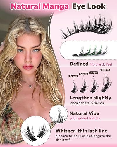 Goddvenus Manga Lash Clusters Kit Natural 300 Pcs Cluster Eyelash Extensions Kit Wispy Fairy Fluffy Eyelash Clusters Anime Cosplay Individual Lash Extensions Kit CC Curve 10-16mm thumbnail 4