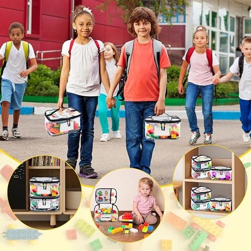 Tesuko 6 Pack Clear Toy Storage Bag with Name Tag& Manual Pocket, Waterproof Transparent PVC Toy Organizer Case for Lego Bricks, Board Games, Building Blocks, Puzzles (Large Capacity, Black) thumbnail 9