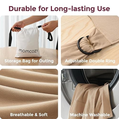 Momcozy Baby Wrap Carrier - Easy to Wear Infant Carrier Slings, Lightweight Hands Free Baby Sling, Adjustable Baby Carriers for Newborn to Toddler 8-35 lbs, Baby Wraps Carrier, Light Curry thumbnail 8