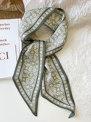 RFQMNO 4/5/6 Pack Hair Scarf for Women, 35"x2.36" Lightweight Silk Headband, Purse & Bag Scarves Gift Collection thumbnail 7