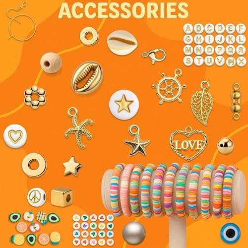 23000+ Clay Beads Bracelet Making Kit for Girls-120 Colors 6 boxes, Polymer Heishi Beads for Jewelry Making Kit, Charms for Bracelets,Bead Board Arts and Crafts Gifts for kids Fun Crafts for adults thumbnail 4
