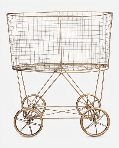 Creative Co-Op Vintage Reproduction Decorative Metal Laundry Basket on Wheels, Copper thumbnail 8
