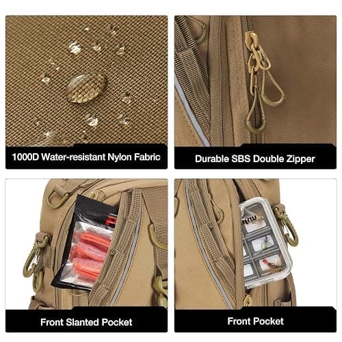 Piscifun Fishing Backpack with Rod Holder, Lightweight Sling Bag Storge Gear and Equipment thumbnail 5