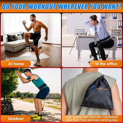 AA deLuxe | Jump Dunk Vertical Leg Bands Trainer for Basketball, Football, Volleyball, and Strength Training. Tester Exercise Plyometric Jumptrainer Equipment. With high Resistance for higher Jumping. thumbnail 5